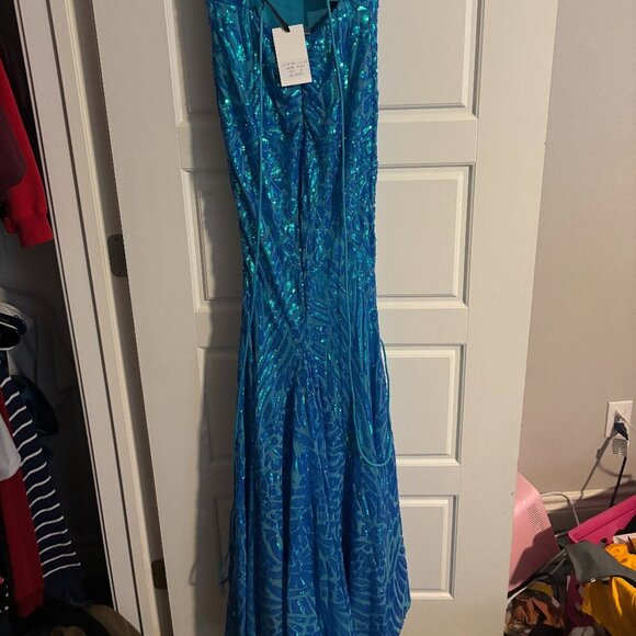 NWT Alyce Paris 61618 Sequin Prom Dress Ocean Size 0 - Picture 10 of 10